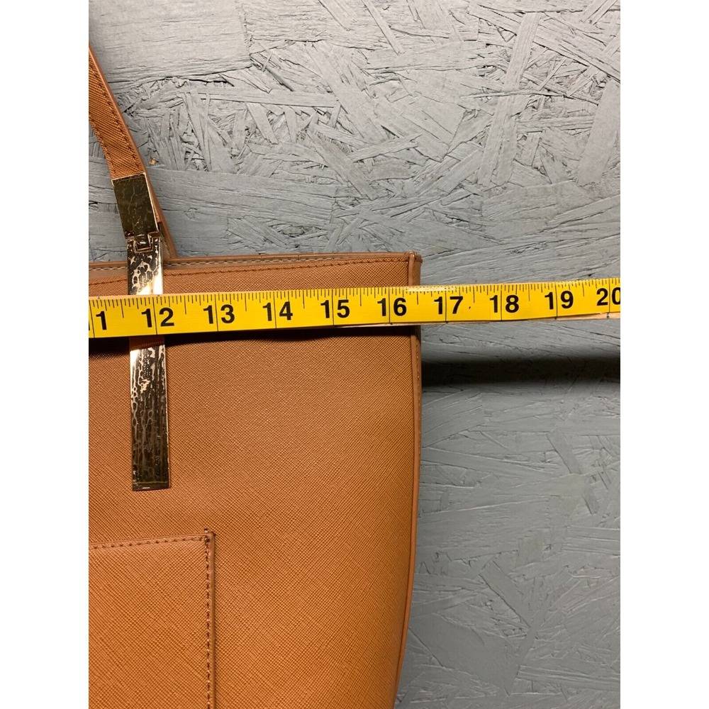 Miztique Tote Bag Brown Faux Leather Gold‎ Handle Accent Structured Shoulder - Picture 11 of 14